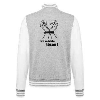 Ich möchte lösen  - College-Sweatjacke - Grau meliert/Weiß - Hinten - Marisol (170cm)