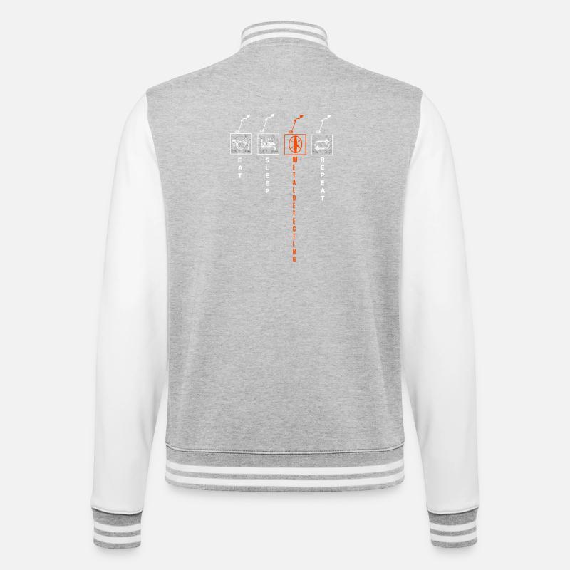 Eat_Sleep_Metaldetecting_repeat - College-Sweatjacke - Grau meliert/Weiß