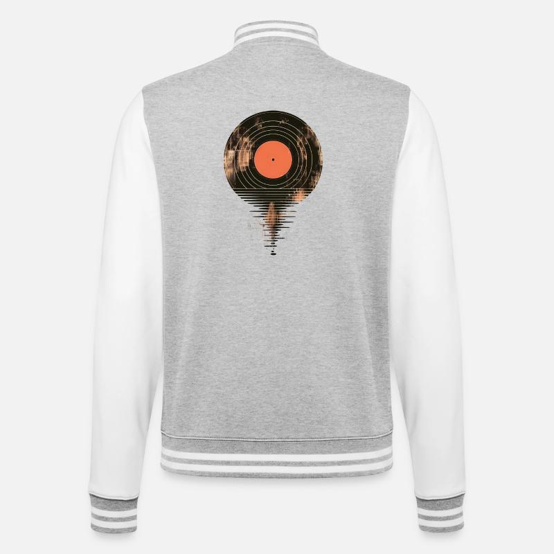 Disque vinyle rétro à fusion, disque - Veste Teddy - gris chiné / blanc