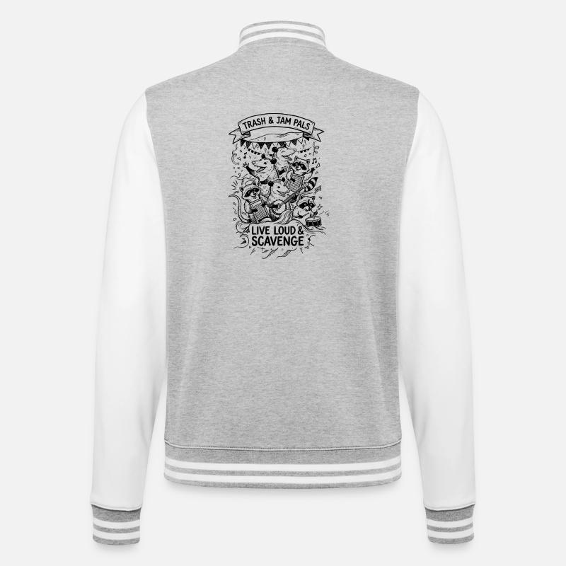 Trash and Jam Pals - College-Sweatjacke - Grau meliert/Weiß