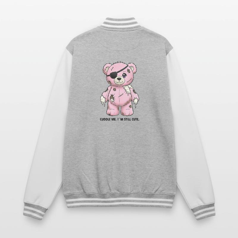 Patchwork Pinker Teddybär mit Augenklappe College-Sweatjacke