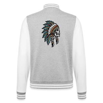 Skull Headdress Tribal Tattoo - College Sweat Jacket - heather grey/white - Back - Marisol (170cm)