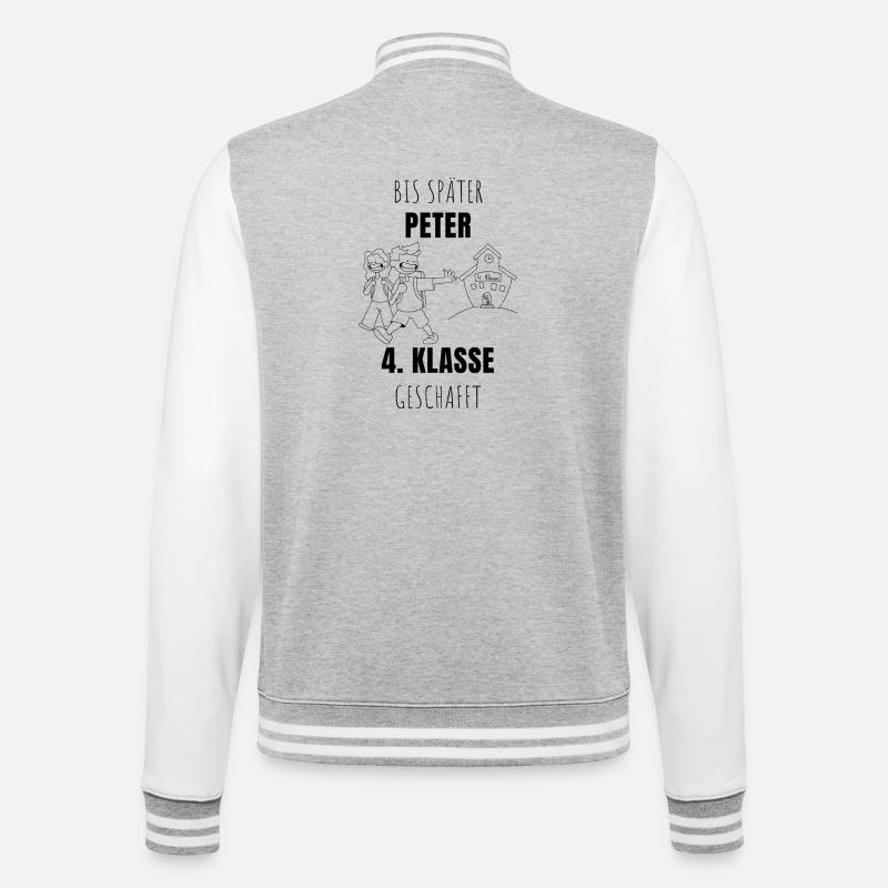 BIS SPAETER PETER - College-Sweatjacke - Grau meliert/Weiß