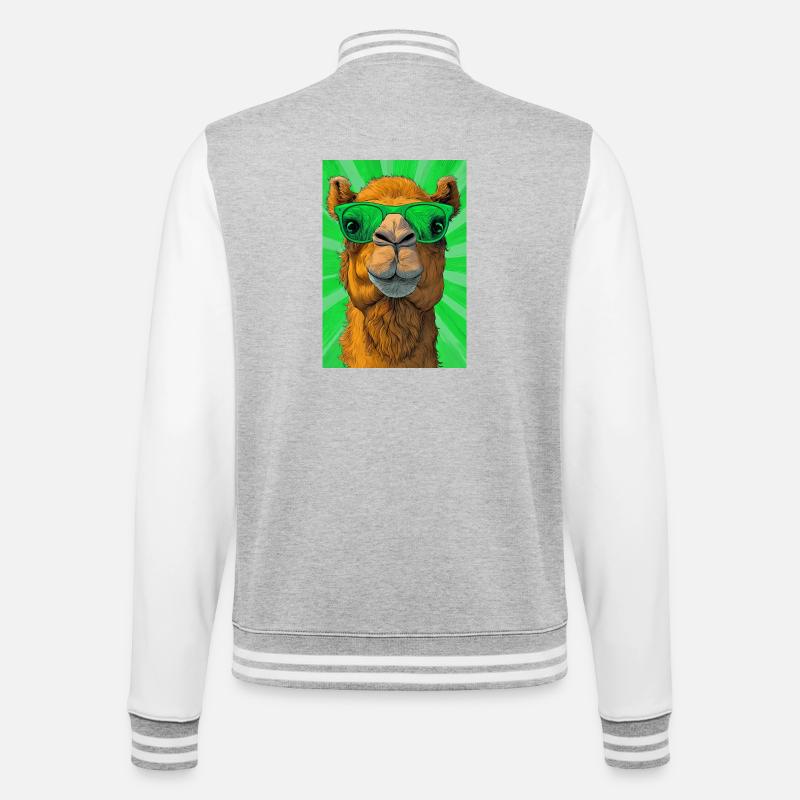 Kamel - College-Sweatjacke - Grau meliert/Weiß