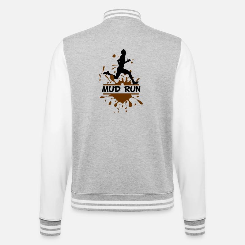 Mud Run Man – Modder Runner - College-Sweatjacke - Grau meliert/Weiß