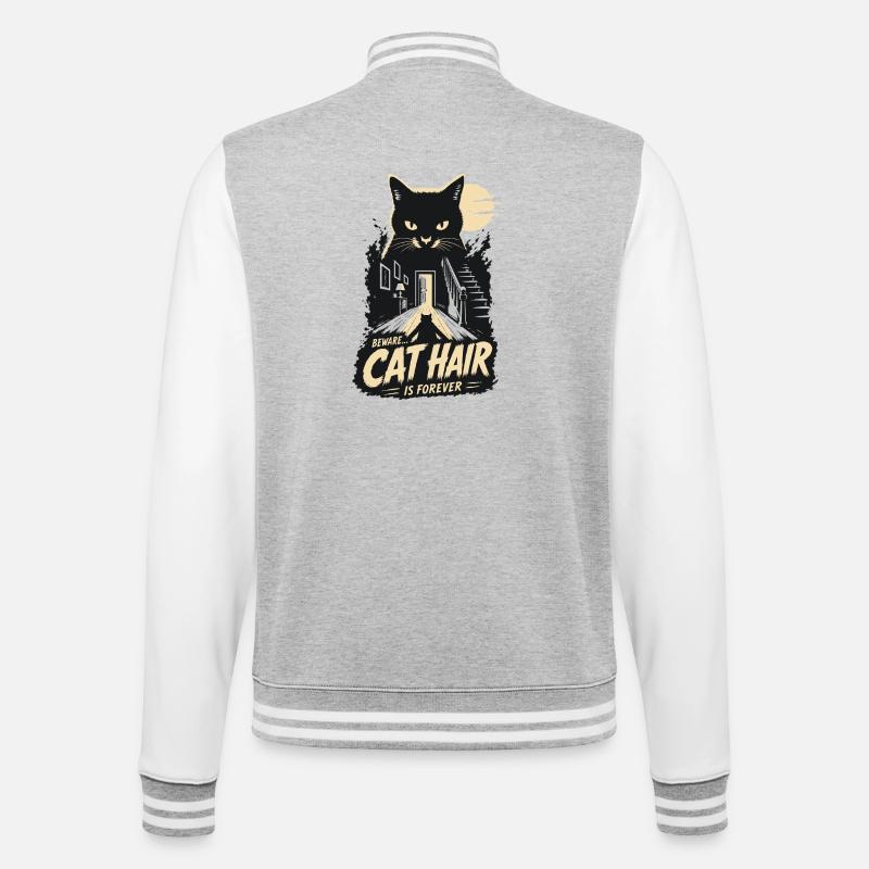 Beware Cat Hair Forever - College Sweat Jacket - heather grey/white