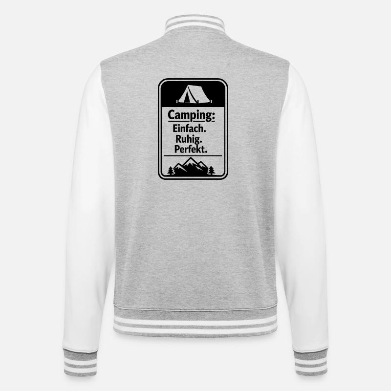 Camping - College-Sweatjacke - Grau meliert/Weiß