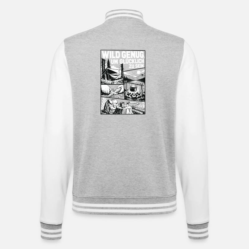Wild Genug Camping Abenteuer - College-Sweatjacke - Grau meliert/Weiß