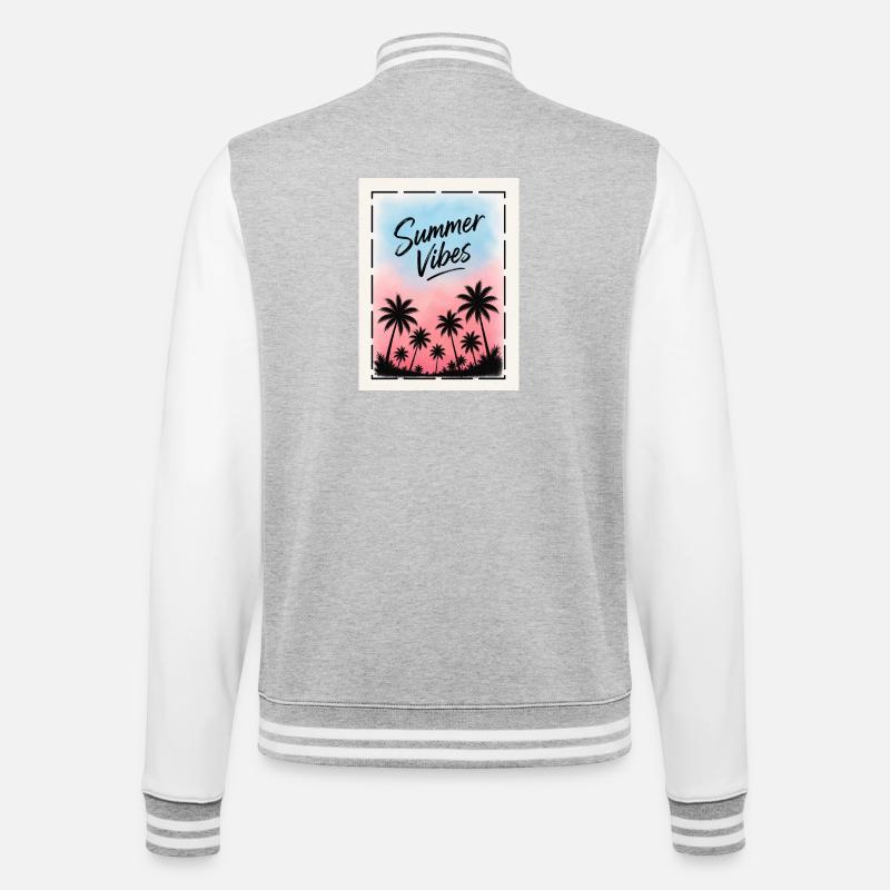 Estivale Style Retro Palmier Design - Veste Teddy - gris chiné / blanc