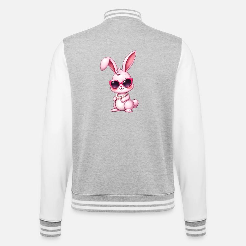 Lapin - Veste Teddy - gris chiné / blanc