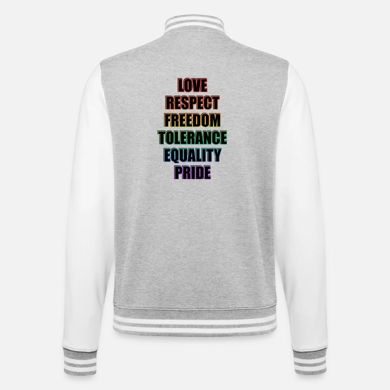 LGBTQ Pride Values - College Sweat Jacket - heather grey/white