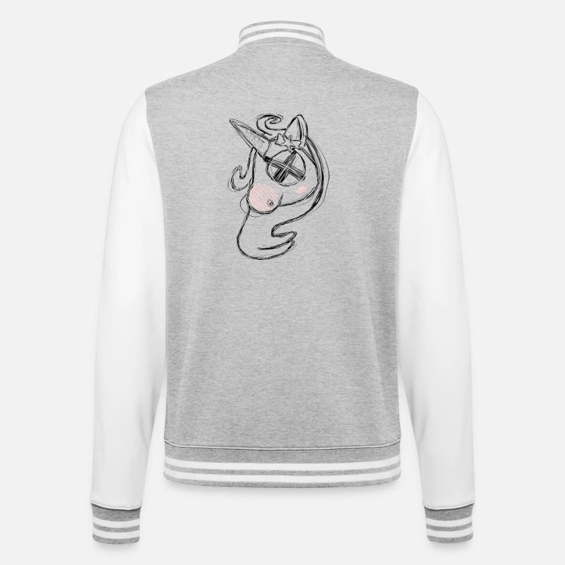 Totes Uni Grau - College-Sweatjacke - Grau meliert/Weiß