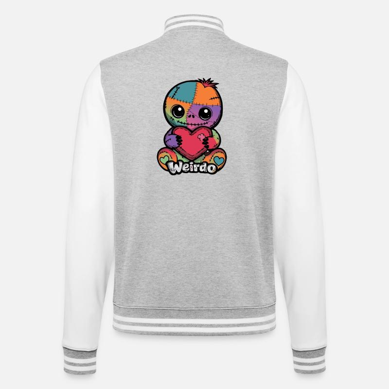 Patchwork Kuschelheld Weirdo Herz - College-Sweatjacke - Grau meliert/Weiß