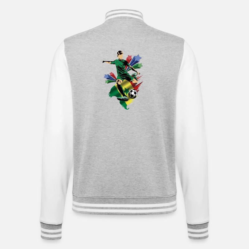 Sénégal - Sénégal - Drapeaux - Veste Teddy - gris chiné / blanc