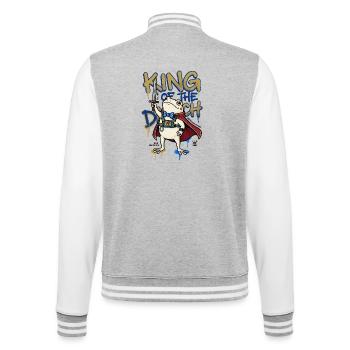 Frog King Ditch D20 RPG Amphibian Knight Art - College Sweat Jacket - heather grey/white - Back - Marisol (170cm)