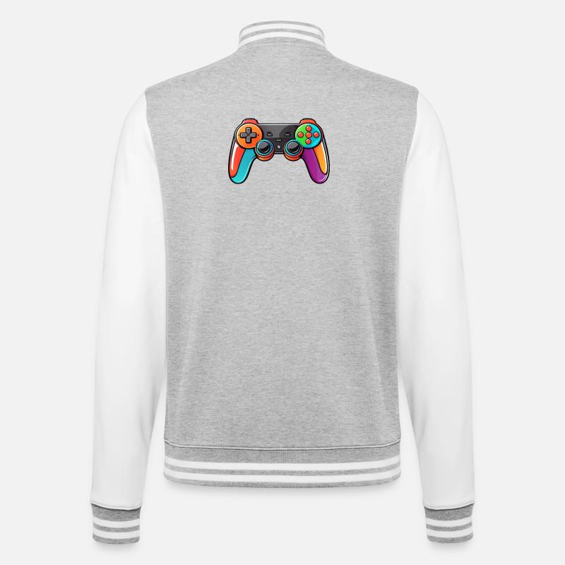 Gamepad Controller Farben Bunt - College-Sweatjacke - Grau meliert/Weiß