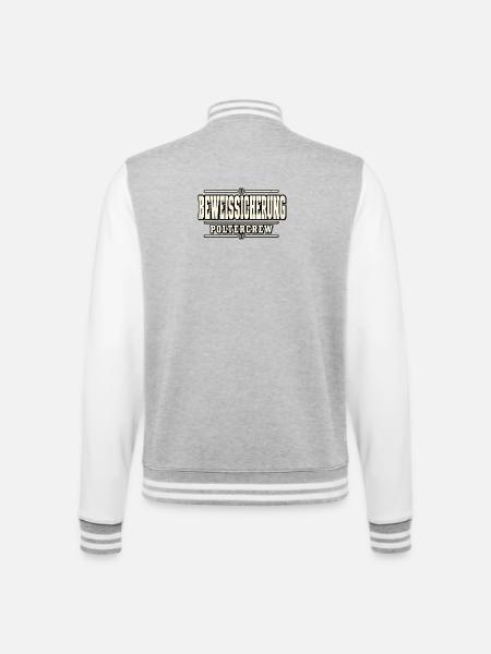 Beweissicherung Poltercrew – Polterabend - College-Sweatjacke - Grau meliert/Weiß