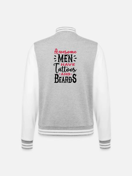Awesome men have tattoos and beards 2clr - College Sweat Jacket - heather grey/white