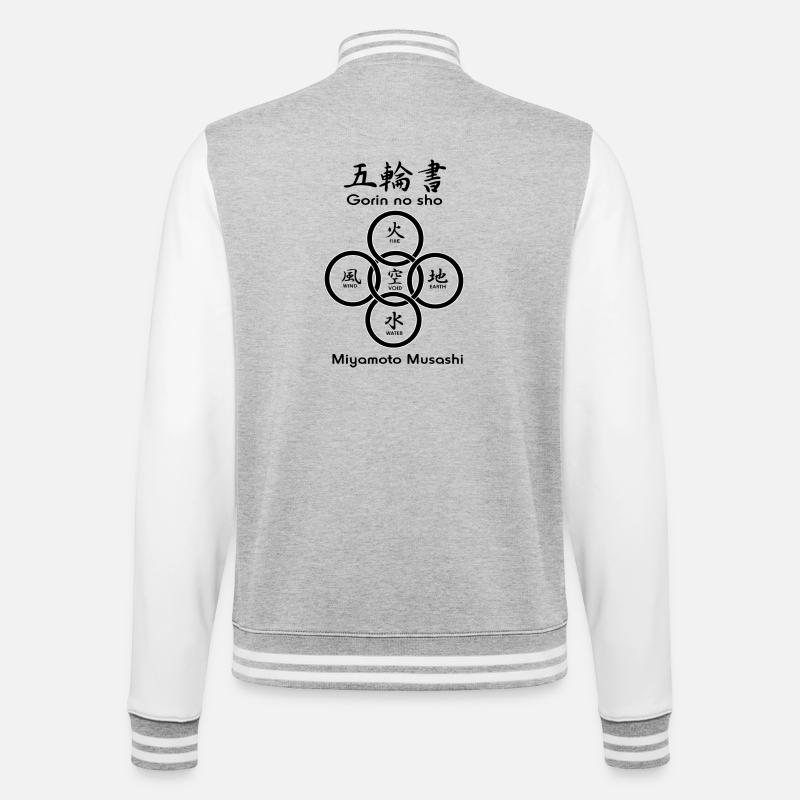 Fünf Kreise oder Ringe - College-Sweatjacke - Grau meliert/Weiß