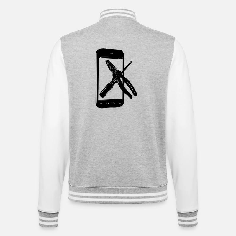 Smartphone avec outils - Veste Teddy - gris chiné / blanc