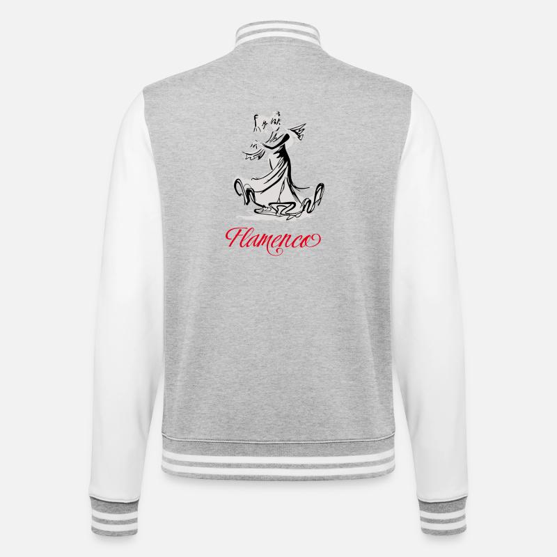 Flämisch - College-Sweatjacke - Grau meliert/Weiß