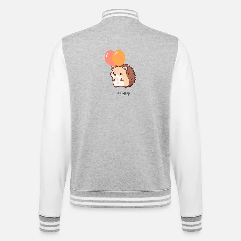 Süßer Igel - College-Sweatjacke - Grau meliert/Weiß