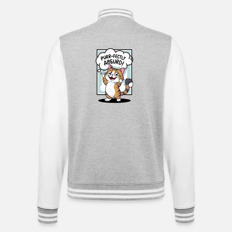 Katze- Schnurren ist absurd! - College-Sweatjacke - Grau meliert/Weiß