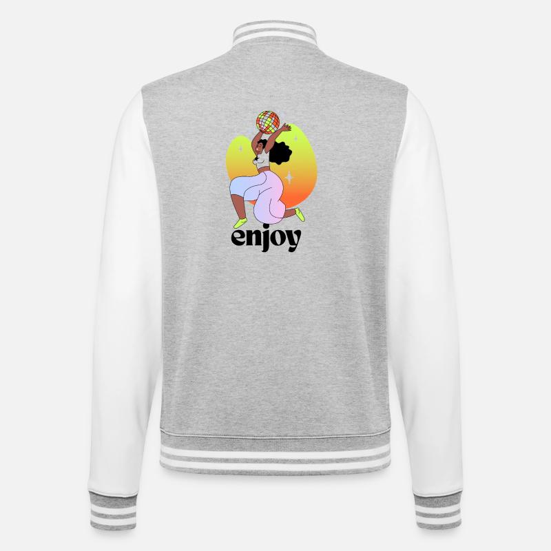 Joyful Disco Vibes Illustration - College Sweat Jacket - heather grey/white