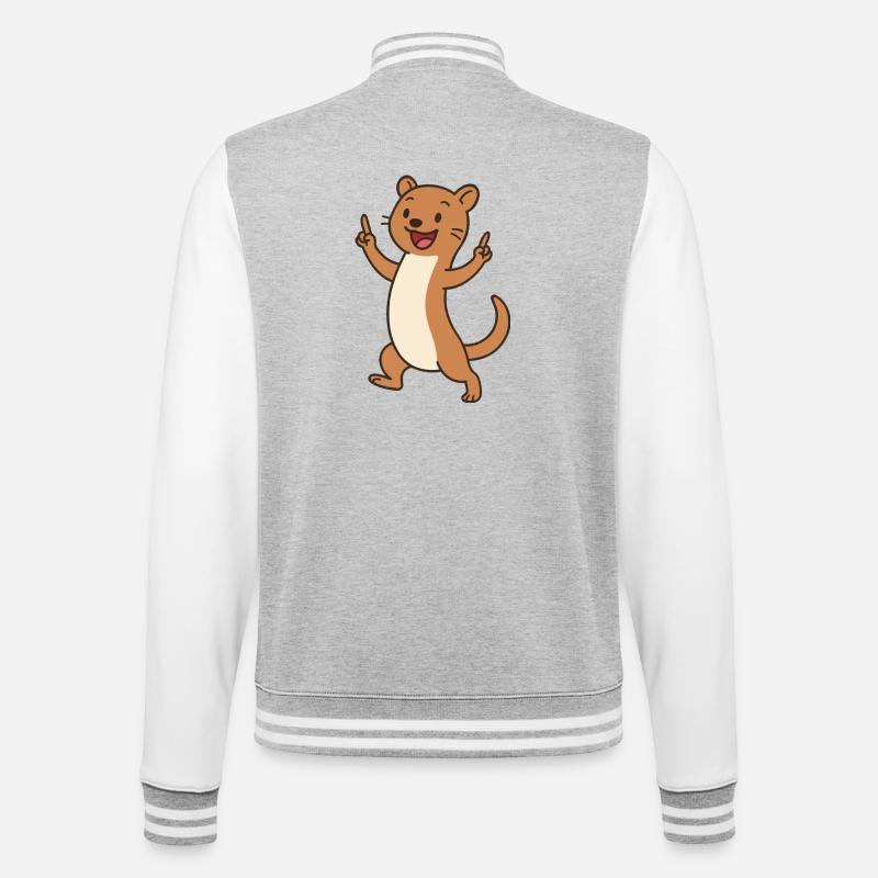 Joyeux bébé belette avec breloque - Veste Teddy - gris chiné / blanc