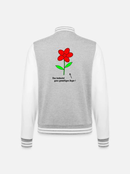Flower Anger - College Sweat Jacket - heather grey/white