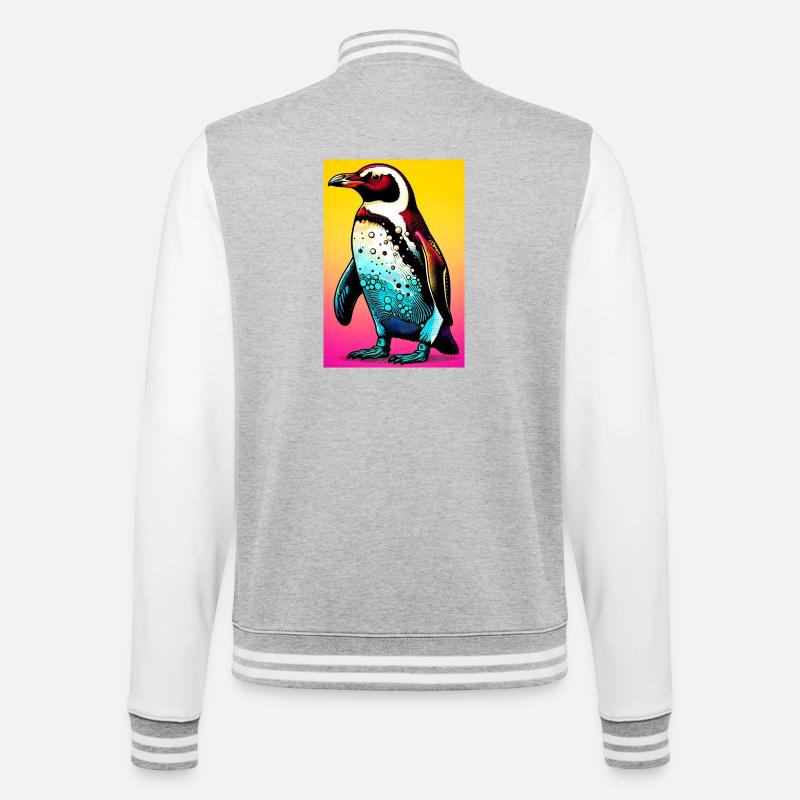 Pinguin - College-Sweatjacke - Grau meliert/Weiß