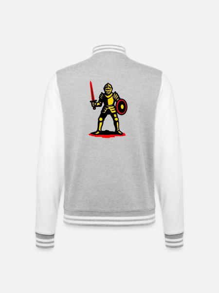 Yellow Knight with Red Sword - College Sweat Jacket - heather grey/white