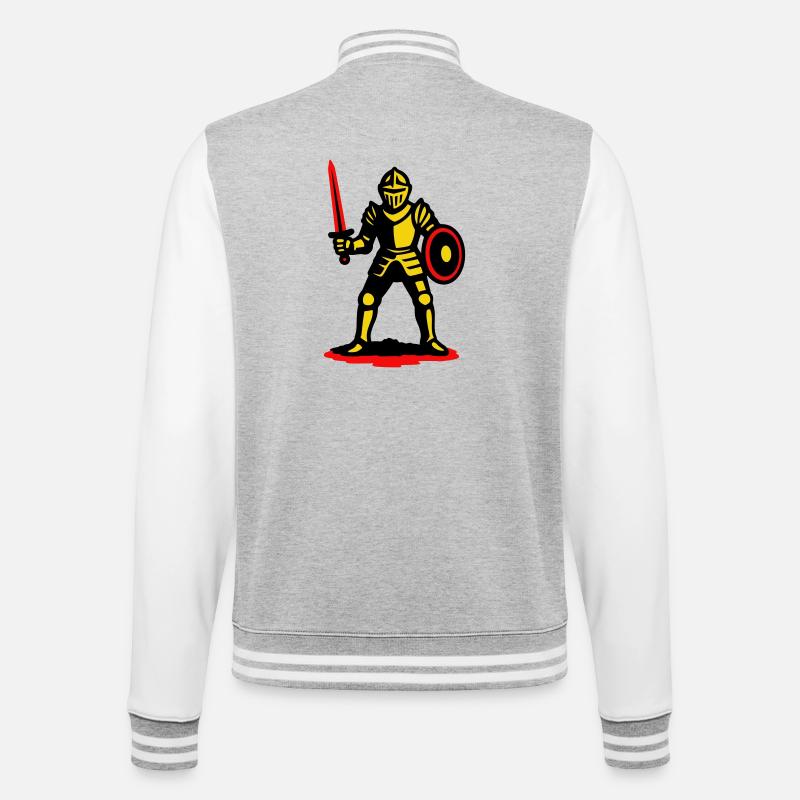 Yellow Knight with Red Sword - College Sweat Jacket - heather grey/white