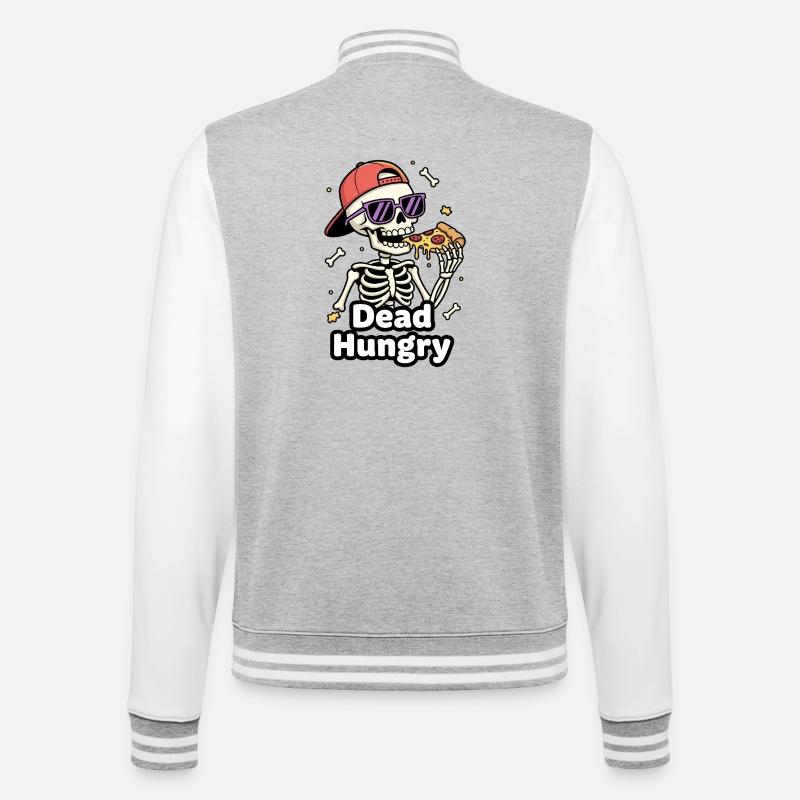 Tot Hungrig Skelett Pizza - College-Sweatjacke - Grau meliert/Weiß