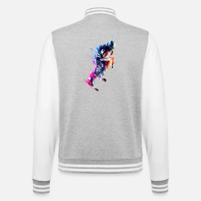 Farbexplosion Snowboarder Sprung - College-Sweatjacke - Grau meliert/Weiß