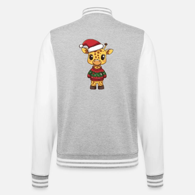 Giraffe Christmas - College Sweat Jacket - heather grey/white