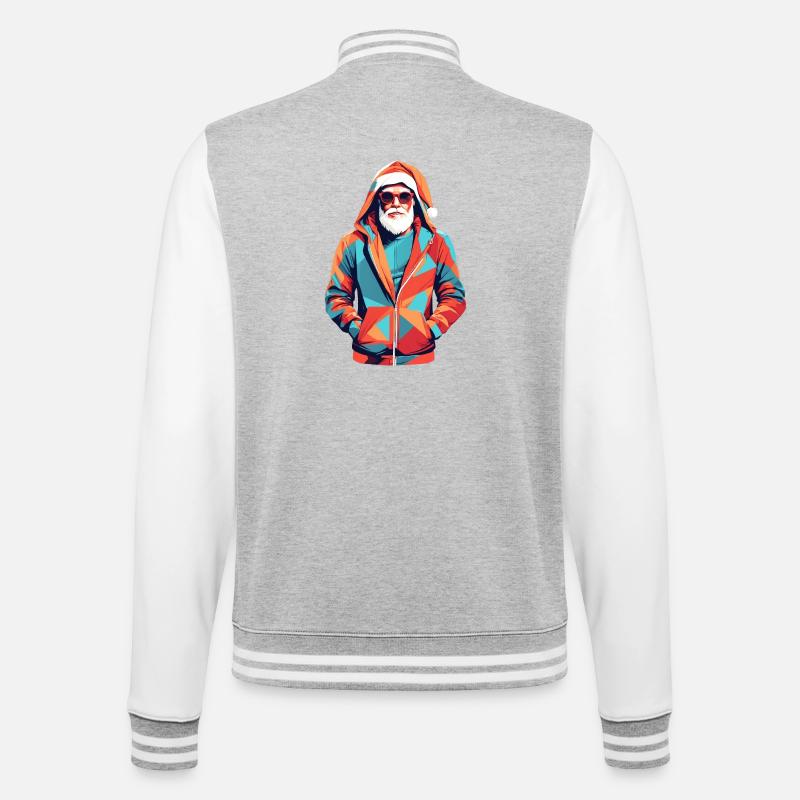 Père Noël en sweat à capuche - Veste Teddy - gris chiné / blanc