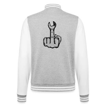 Middle finger stinker finger wrench used - College Sweat Jacket - heather grey/white - Back - Marisol (170cm)