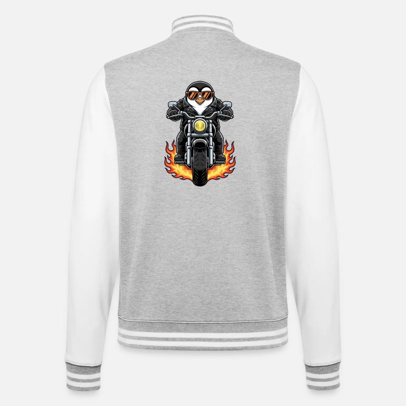 Cool Biker Penguin Motorcycle Flames - Veste Teddy - gris chiné / blanc
