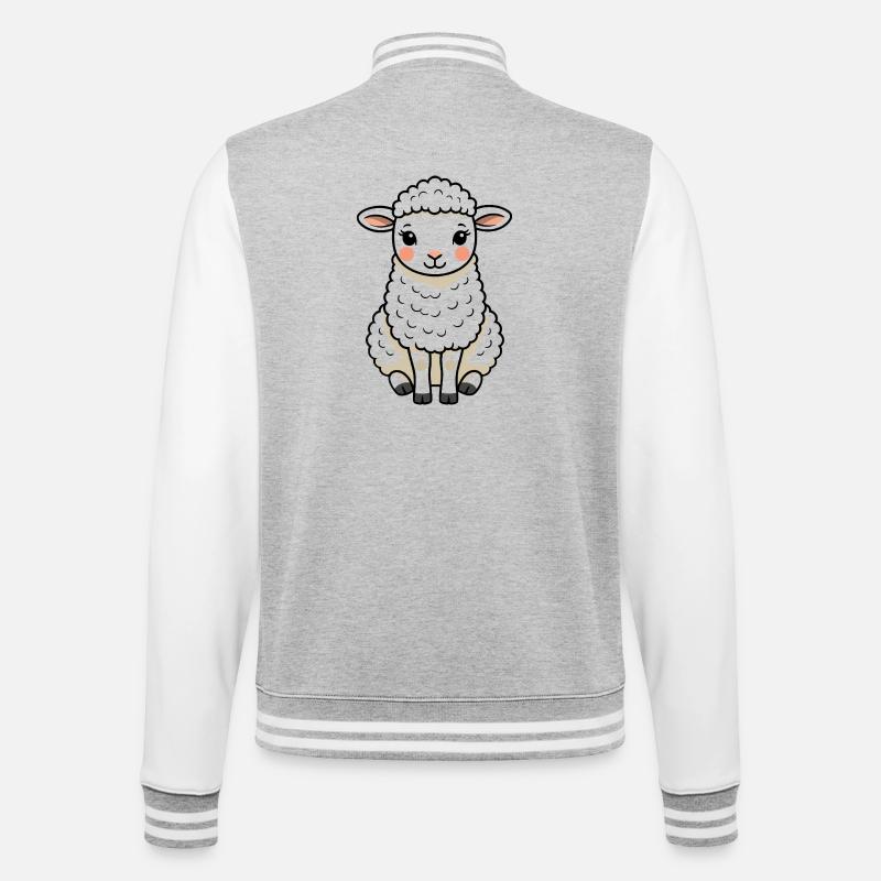 Süßes Schaf niedlich - College-Sweatjacke - Grau meliert/Weiß