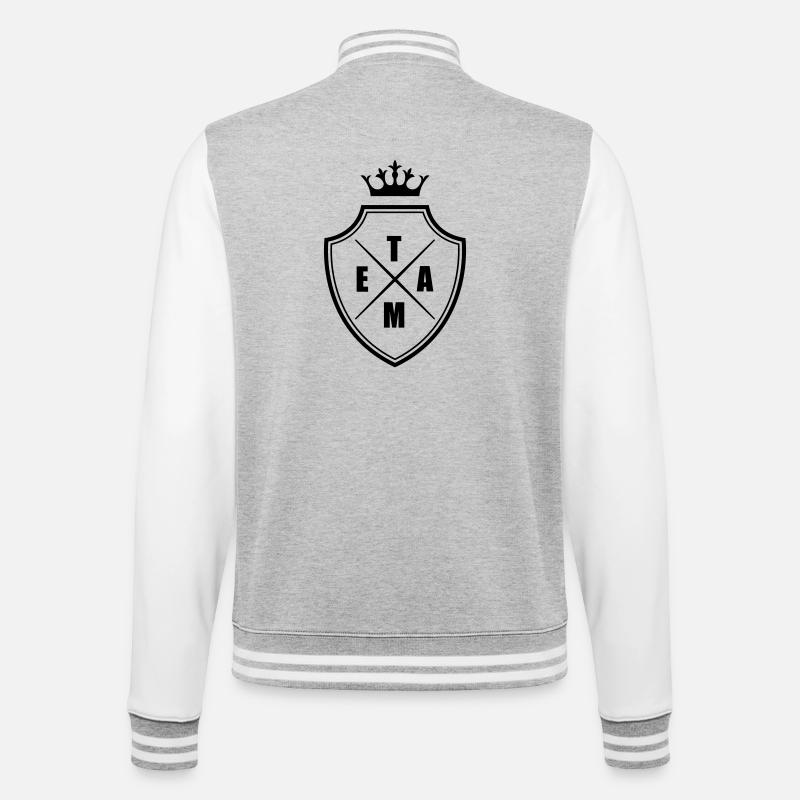 Team Wappen Crest - College-Sweatjacke - Grau meliert/Weiß