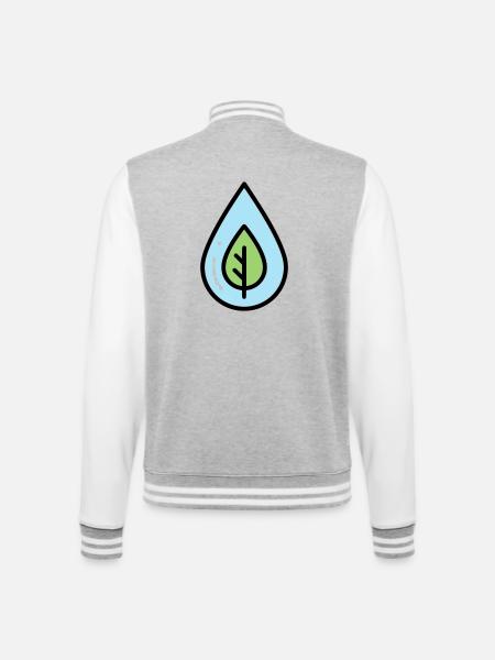 Wassertropfen Blatt Öko - College-Sweatjacke - Grau meliert/Weiß