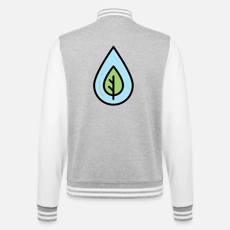 Éco de feuilles à goutte d’eau - Veste Teddy - gris chiné / blanc