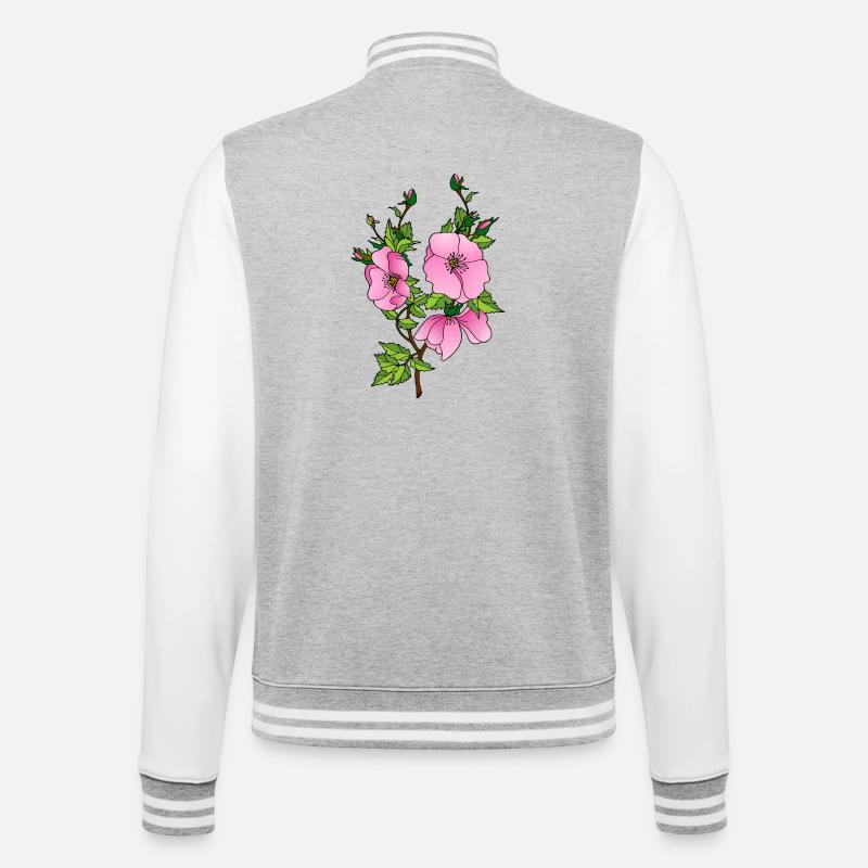 Blumen - College-Sweatjacke - Grau meliert/Weiß