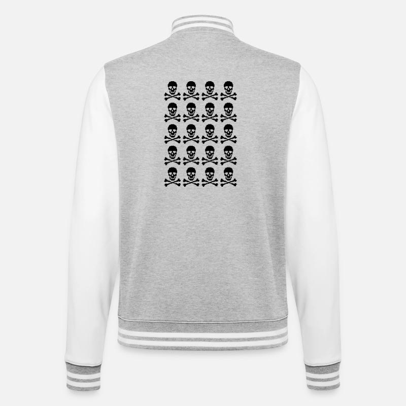 pixelated skulls pattern - College Sweat Jacket - heather grey/white