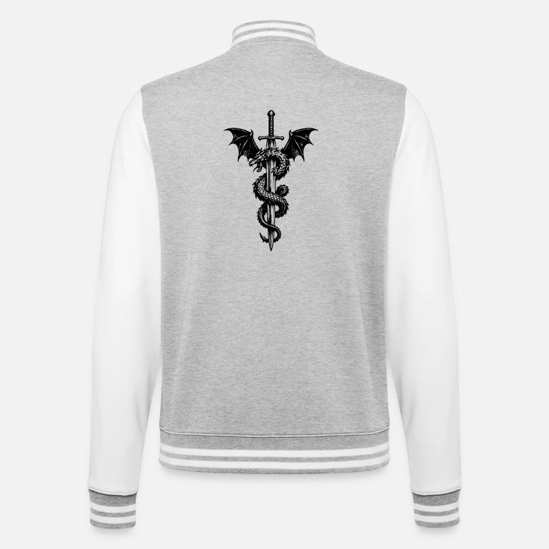 Blason médiéval avec dragon et épée - Veste Teddy - gris chiné / blanc