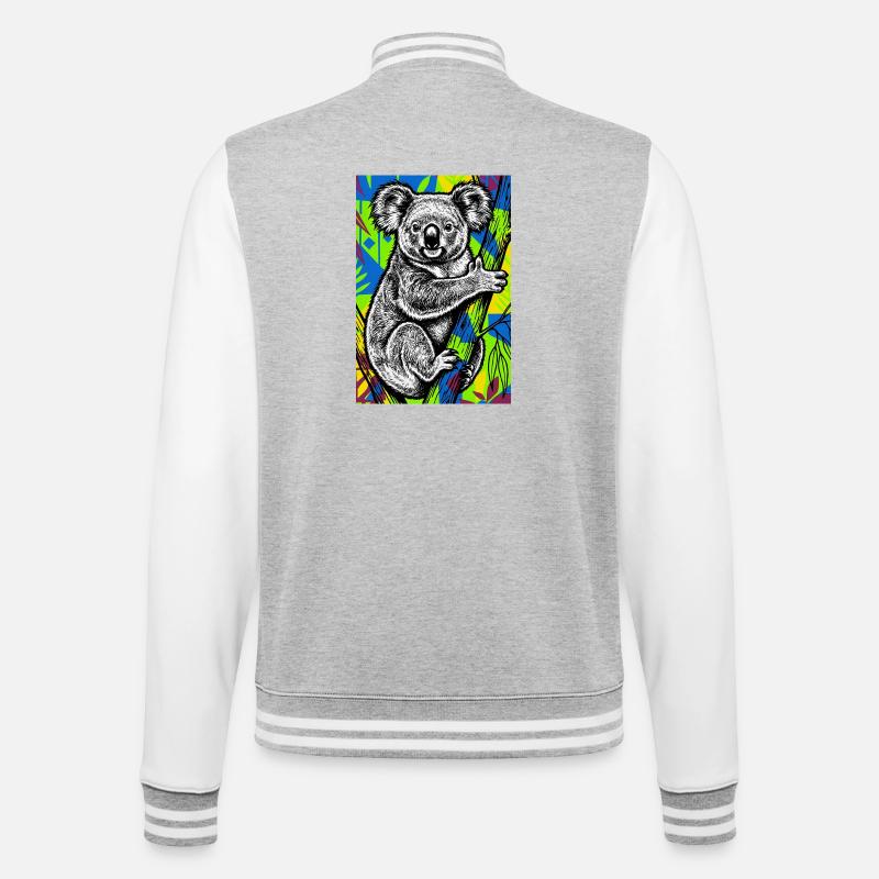 Koala - College-Sweatjacke - Grau meliert/Weiß