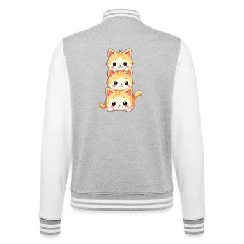 Stacked Kitten Trio - College Sweat Jacket - heather grey/white - Back - Marisol (170cm)