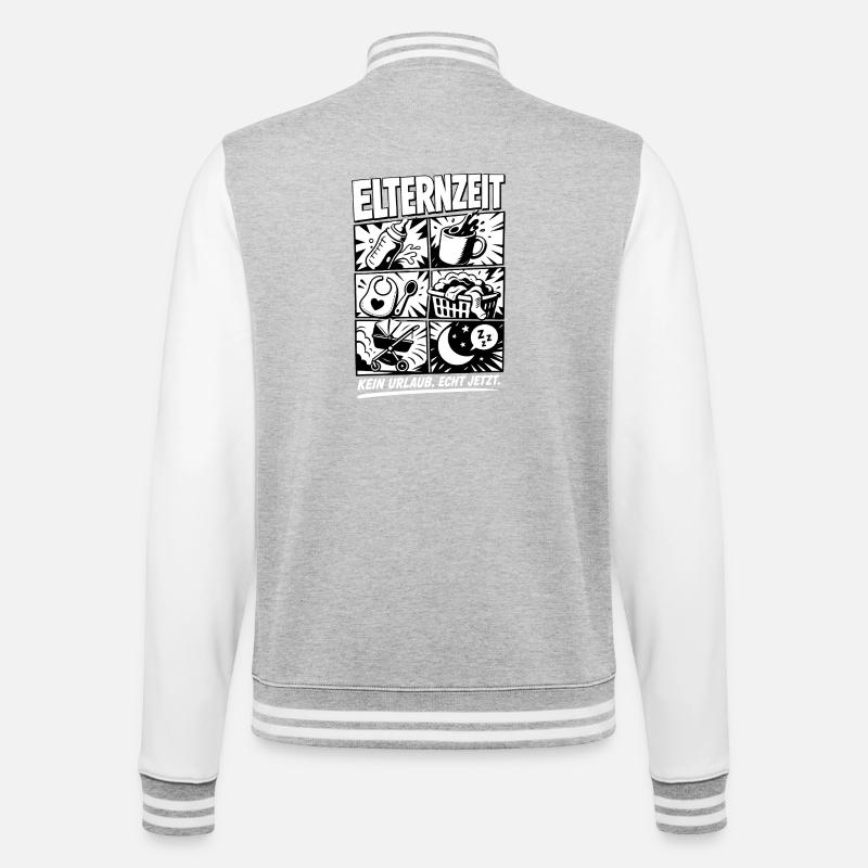 Elternzeit Comic Symbole - College-Sweatjacke - Grau meliert/Weiß