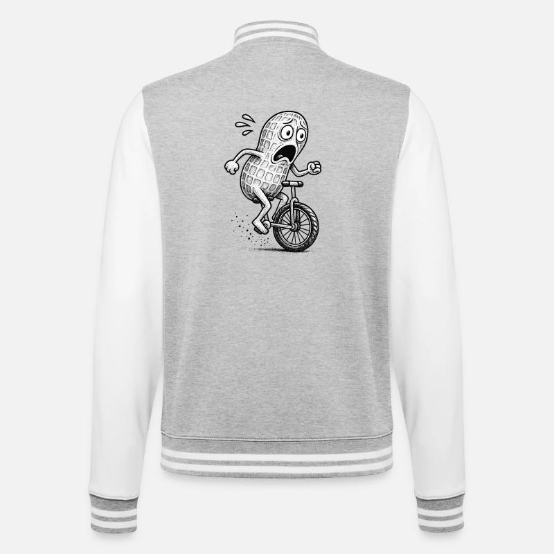 Panic Peanut on a Bike - College Sweat Jacket - heather grey/white